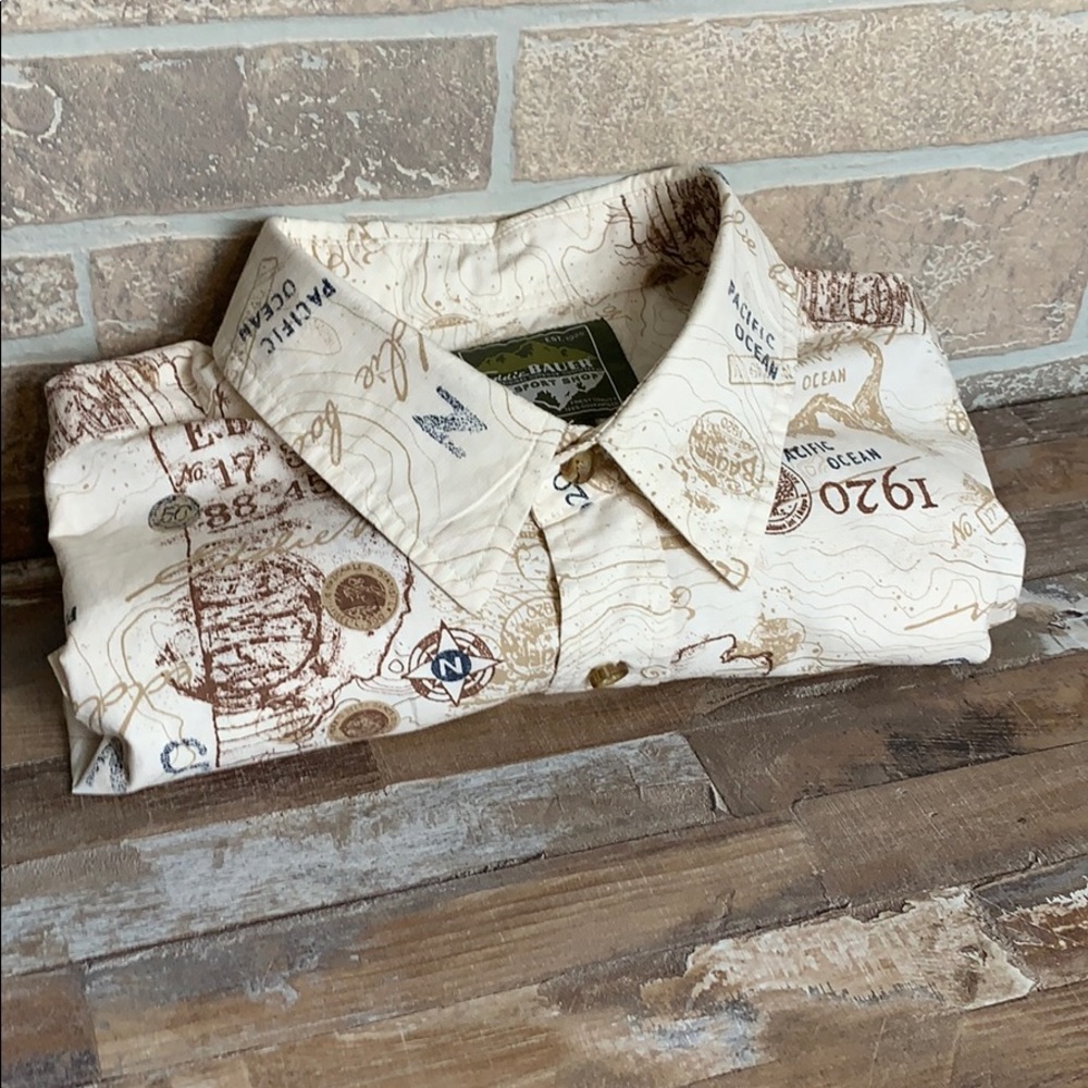 Eddie Bauer sport shop shirt XL travel theme